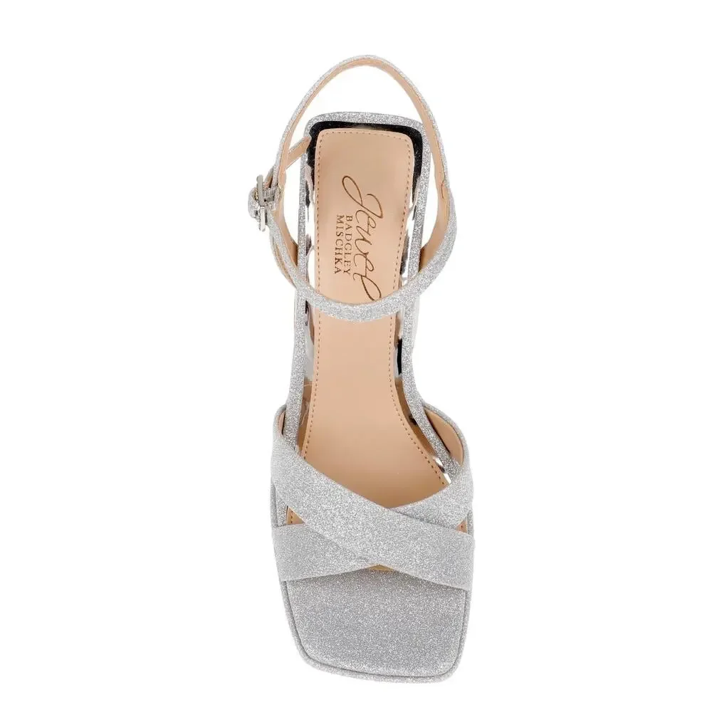 Jewel Badgley Mischka Rainbow Chunky Platforms 9 Silver Glitter JW4628 NWT‎ $129